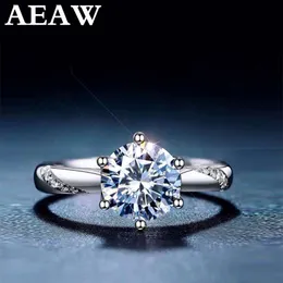 Scintillante naturale Moissanite gemma classico semplice 6 artigli anello per la ragazza 925 gioielli in argento sterling gioielli da sposa Y200321