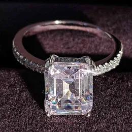 Oryginalny prawdziwy kolor srebrny projektant cyrkonia pierścionek zaręczynowy dla kobiet ślub luksusowe prezenty hurtowe biżuteria spersonalizowana R4338