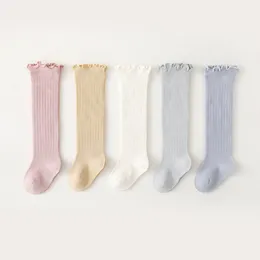 Baby strumpor pojkar flickor knä höga barn frilly solid färg långa strumpor spädbarn nyfödda sommar barn ruffle söt socka 20220302 h1