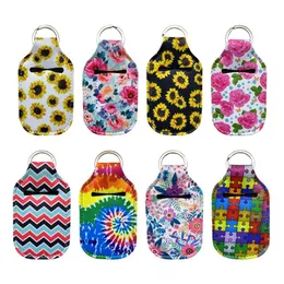 Sunflower Neoprene Baseball Softball Keychains 30ml Hand Sanitizer Holder Neoprene Keychain Mini Bottle Cover Rectangle Chapstick Holder