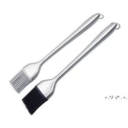 304 Stainless Steel Oil Brushes BBQ Tools High Temperature Resistant Silicone Brush Head Hangable Household Baking Tool BBE13254