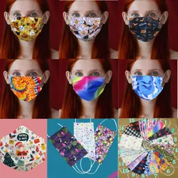 36 stilar Vuxen Mask Modeutskrift 10st / Pack Designer Ansiktsmask Lyx Fashion 3 Layer Jul Halloween Non-Woven Protective Mask
