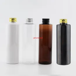 30 Stück 200 ml Gold, Silber, Schwarz, Aluminium, Schraubverschluss, kosmetische schwarze Flaschen, runde Plastikflaschen für Toner, Lotion, Creme, Shampoo, beste Qualität