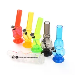 16CM Mini Acrylic Water Pipes Bong mix style cheap plastic tobacco smoking dry herb bongs