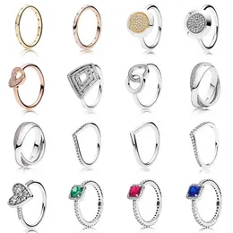 Designer Smycken 925 Silver Wedding Ring Bead Fit Pandora Ädelsten Klassisk Ring Bead Kärlek Hjärta Blå Turkos Kubik Zirconia Style Ringar Födelsedag Ladies Present