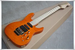 Orange Body Electric Gitarr med Tremolo Bridge, Golden Hardware, Maple Fingerboard, SSH Pickups, kan anpassas