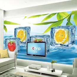 Niestandardowe foto tapety 3d stereo owocowe kostki lodu duże mural salon TV tło nowoczesne zdjęcia