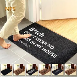 Home Decorative Front Door Mat Entrance Doormat 40x60cm Polyester Black Brown TPR Rubber Non Slip Floor Carpet Welcome s 220315