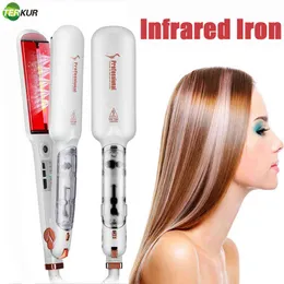 Infrared Steam Hair Straightener Salon 2 Inch Wide Plate Straighter Iron Professional Heating Flat Iron Steam pod Fast Heat Iron 211224