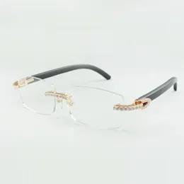 2021 klassisk stil designers oändliga diamanter glasögonbåge 3524012 med naturliga svarta träben för män och kvinnor, storlek: 55-18-135mm