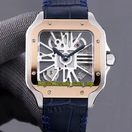 Wersja TW 0008 2020057 szkieletowy tarcza Szwajcarskie 4S20 Automatyczna mechaniczna różowa złota ramka męska zegarek 316L stalowa obudowa skórzana spor277m
