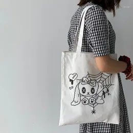 Storage Bags Japanse Kawaii Kat Canvas Tas Cartoon Chic Ins Shopper Tassen Vrouwen Schoudertassen Grote Capaciteit Shopping