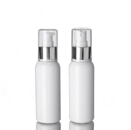 Flacone per lozione in PET da 100 ml con pompa in plastica bianca Flacone spray cosmetico trasparente bianco