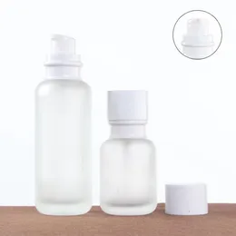 Cosmetics goat milk glass bottle white cover packaging material