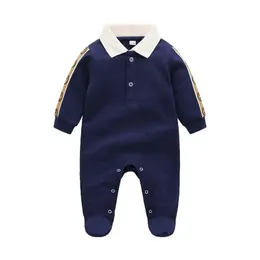 Детский дизайнерский комбинезон из 100% хлопка, одежда высокого качества для мальчика и девочки, одежда с длинными рукавами для новорожденных 1-2 лет, весенне-осенние комбинезоны с отворотом, детская одежда G061