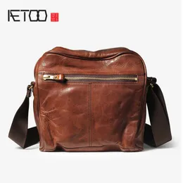 HBP AETOO Borsa a tracolla da uomo, borsa inclinata alla moda in pelle, borsa da postino vintage casual