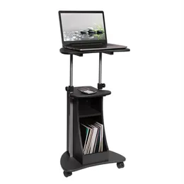 US Stock Furniture Techni Mobili Sit-to-Stand Rolling Adjustable Height Laptop Cart With Storage, Graphite a26