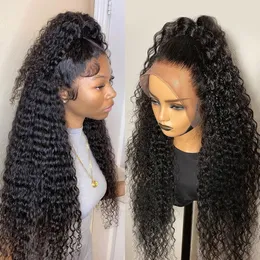 360 Lace Wig Human Hair Pre Plucked HD Lace Frontal Wig Bleach Knots 34 36 38 Inch Water Wave Lace Front Wig Curly Ponytail