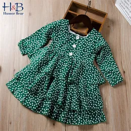 Mizah Ayı Yaz Bebek Kız Elbise Çiçek Kek Avrupa Amerikan Çocuk Uzun Kollu Elbise Çocuk Toddler Kız Giyim LJ200923