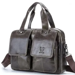 Borse da lavoro TopFight Fashion Borsa da uomo in pelle con due tasche frontali a tracolla per borsa da viaggio per laptop da 14 pollici1