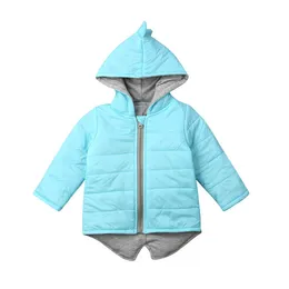 1-7 Rok Baby Girls Boys Parka Lekkie Kurtka Kurtka Piłka W Dół Płaszcz Zima Dziecięce Kurtka Spadek 3D Dinosaur Toddler Odzieży Outerwear