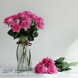 높은 시뮬레이션 장미 단일 핸들 작은 각도 모이스춰 라이징 장미 인공 꽃 홈 거실 장식 꽃 GD1146