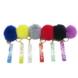 Acrylic Hair ball Debit Credit Card Grabber Keychain Atm Card grabber Clip Long Nail Card Picker Keychain JW118