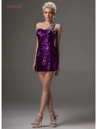 Cocktailklänningar Elegant mantel One-Shoulder Kort Mini Sequins Beaded Sexy Party Plus Size Homecoming Dresses Quinceanera