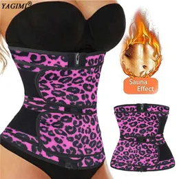 YAGIMI Leopard Print Waist Trainer Neoprene Corset Women Colorful Body Curve Shaper New Slimming Sauna Sweat Belt Cincher 201222