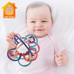 Bebek Oyuncakları 0 12 Ay Renkli Plastik Çıngırak Topu Bebek Sevimli El Sallamak Teether Çan Yüzük Erken Eğitici Oyuncaklar Yenidoğan 201224