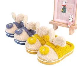 NXY Tofflor Färgrik Varm Vinter Plush Soft Sole Barn Kids Inomhus Skor Slipper 220127