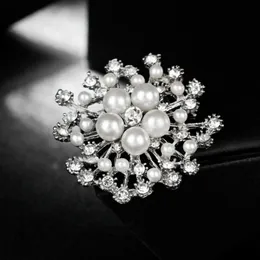 Pearl snowflake Brooch diamond pearl corsage brooches scarf dress suit buckle brooch for women fashion jewelry will and sandy gift