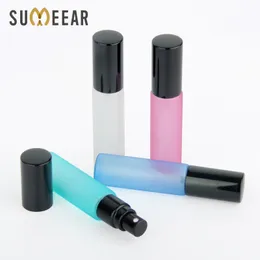 50 pieces 10ml Colourful Frosted Glass Atomizer Bottle Refillable Colorfull Aluminum cap Spray Perfume