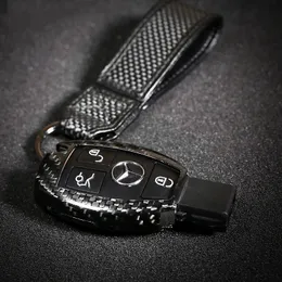 Carbon Fiber Car Key Cover Case Fob Protector for Mercedes W204 W212 W205 GLA GLK C S E Klass Tillbehör Bytesskal