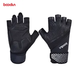 BOODUN Männer Gym Handschuhe Stoßfest Bodybuilding Gewichtheben Handschuhe Crossfit Fitness Sport Training Handschuhe mit Handgelenk Riemen Q0107