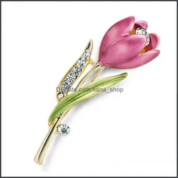 Pins Brooches Jewelry Elegant Tip Flower Brooch Pin Rhinestone Crystal Costume Clothes Accessories For Wedding Ocn Drop Delivery 2021 Xdnvo