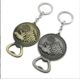 Ny vinter kommer Kommande Game of Throne Bottle Opener Keychain House Stark Nyckelring Ring för ölöppnare Köksredskap