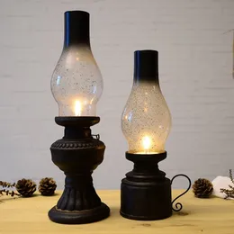 Retro Nostalgic Kerosene Lamp Decoration Creative Candle Holder Cafe Bar Desktop Decoration Resin Candlestick Ornaments Crafts LJ201018