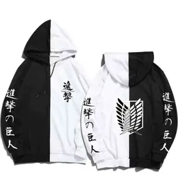 Sommarattack på Titan Casaul Hoodie Skriva ut Sharingan Dubbelfärg Hoodies Pullover Sweatshirt Harajuku Tunna Clothin H1227