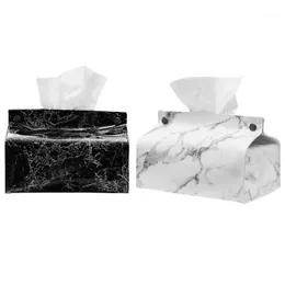 Storage Bags 1Pc Marble Pattern Removable Tissue Box Pu Leather Home Car Napkin Paper Container