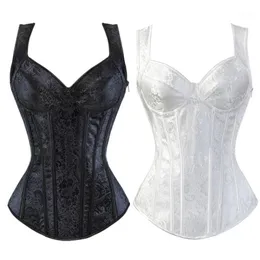 Bustiers Corsets S-6XL Kvinnors Sexiga Steampunk Gothic Corset Zipper Side Halter Plus Size Overbust och Bustiers1