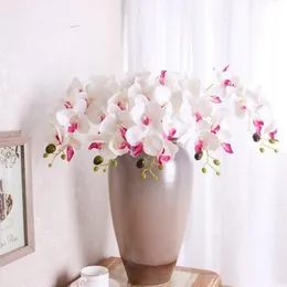 Elegant simulering phalaenopsis blommor diy prydnad konstgjord fjäril orkidé silke blomma bukett bröllop hem dekoration gratis frakt