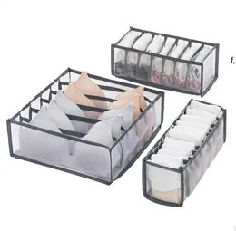 Składane pudełka do przechowywania bielizny Bra Panty Skarpety Organizator Przechowywane pudełko Szafka Szafa Szaliki Organizatorzy Nylon Mesh Divider Torby CCB14114