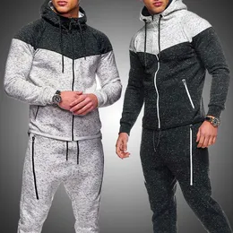 Höstens Sport Passar Zipper Hoodie Running Sats Male Casual Hooded Tracksuits Kläder Man Joggers Fitness Training Set 201110