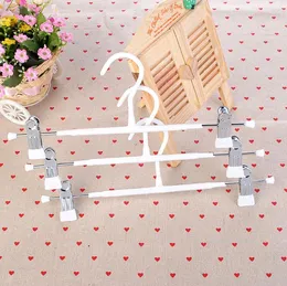 100Pcs Durable Thick Strong White Black Plastic Coated Metal Hanger with Clips for Pants Skirt Trouser Rack SN1968