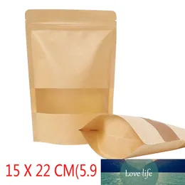 15x22CM Brown Kraft Paper Bag Stand Up Zipper Resealable Food Grade café Bolsas Bolsas, Biscuit Bag, Pastelaria Bag, Snack Sub-Pacote