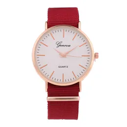 Fashion Newest Geneva Wristwatch Thin Shell Nylon Rose Gold Strap Clock Women men Student Nice Gift Watch