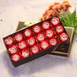 18ピースのローズ石鹸の花のギフトボックスの結婚式のバレンタインデーのギフトバラバスボディバラ花石鹸の花RRA11143