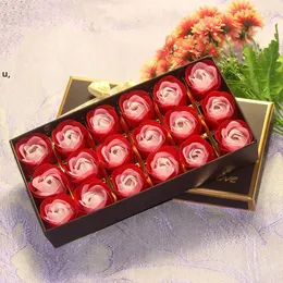 18st Rose Soap Flower Gift Box Bröllop Alla hjärtans dag Gåvor Rose Bath Body Roses Floral Soap Flowers RRA11143