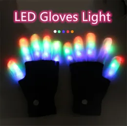 Guanti a LED per illuminazione notturna illuminano le luci delle dita 3 colori 6 modalità lampeggianti rave natale Halloween bomboniere regali per bambini